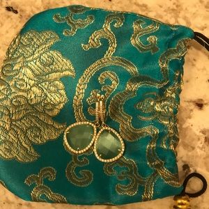 Sterling silver earrings with green stone and CZ